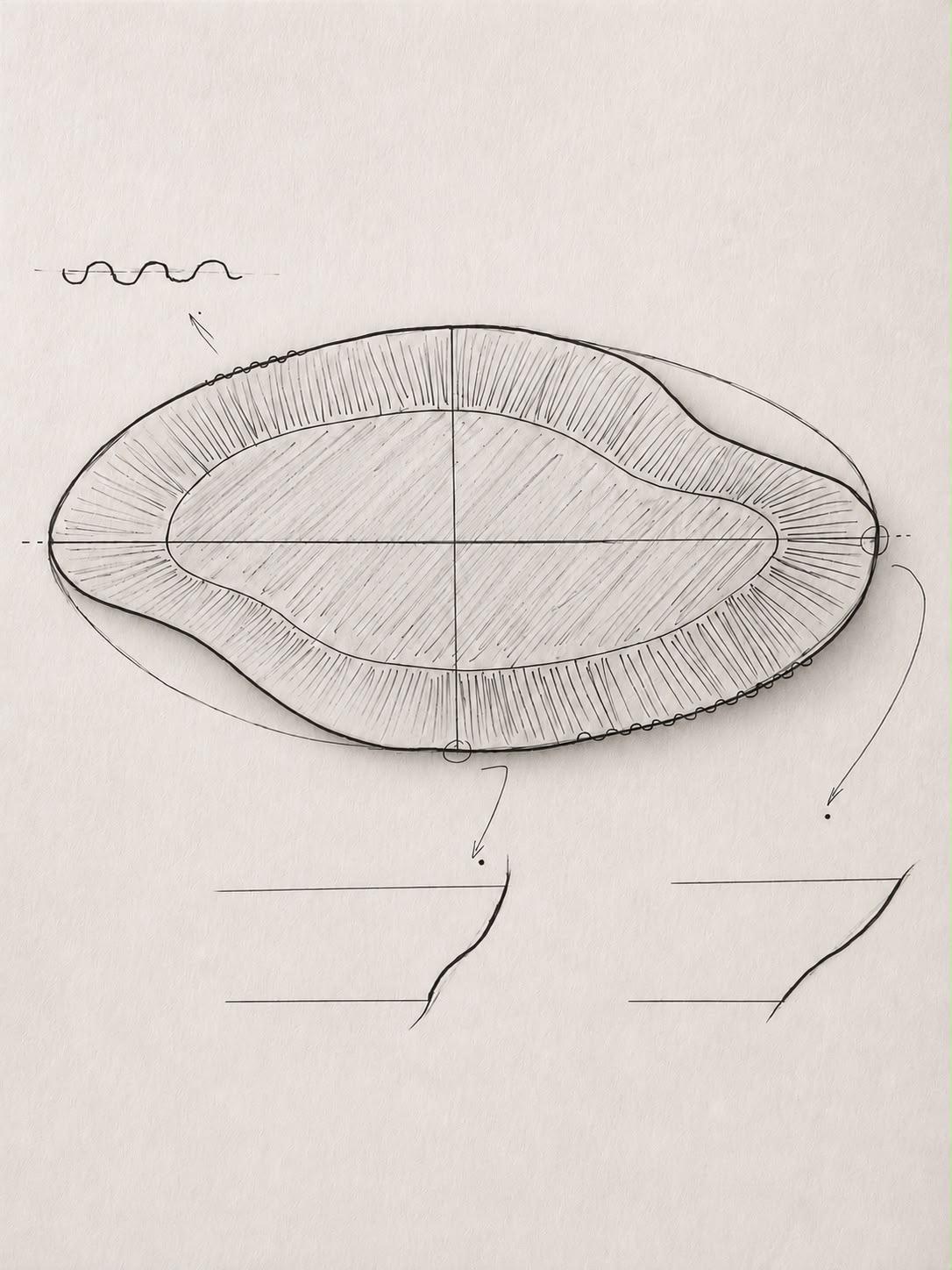 Disegno tecnico a mano libera di un progetto di design geometrico